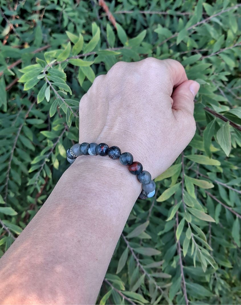 Rannekoru heliotrooppi/verikivi helmi